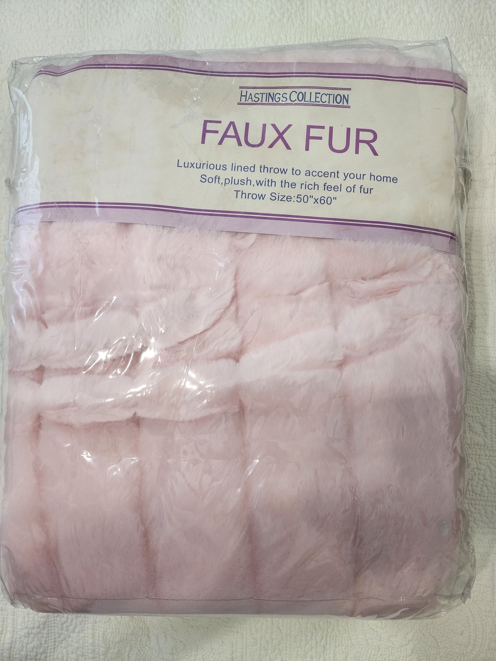 Faux Fur Throw Blanket - Blush Pink